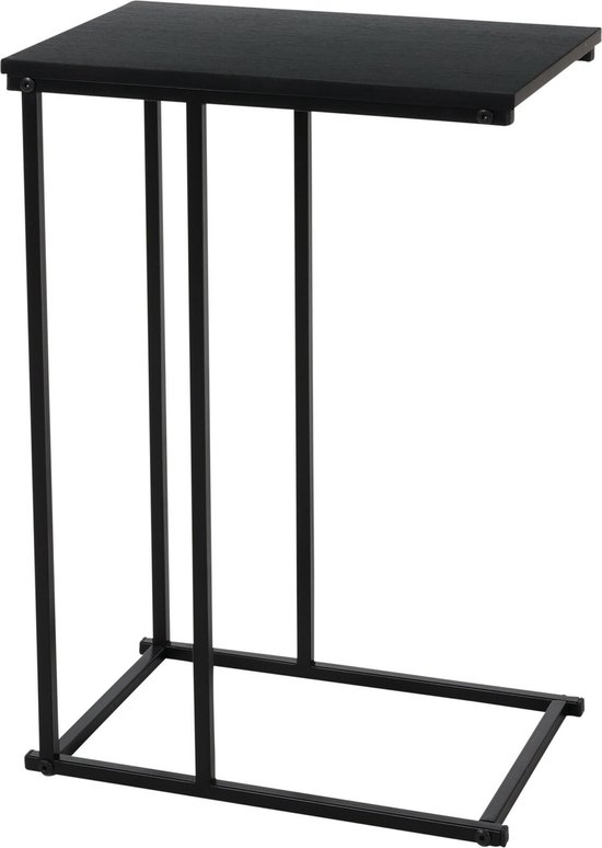 H&S Collection Bijzettafel/banktafel - 1x - zwart - metaal - 40 x 26 x 58 cm